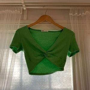 Short Green Knot Top